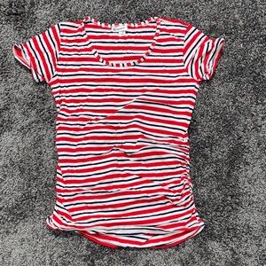 Maternity Red and White Striped Short Sleeve Tee
